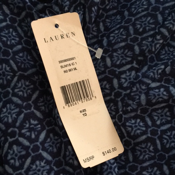 NWT Ralph Lauren blue tile print dress with pockets 10 M - Picture 5 of 9